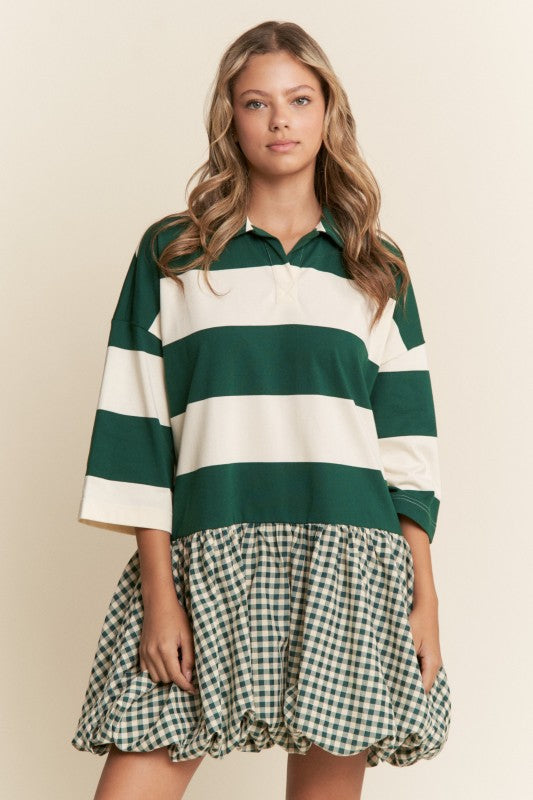 Oversized Mixed print rugby dress