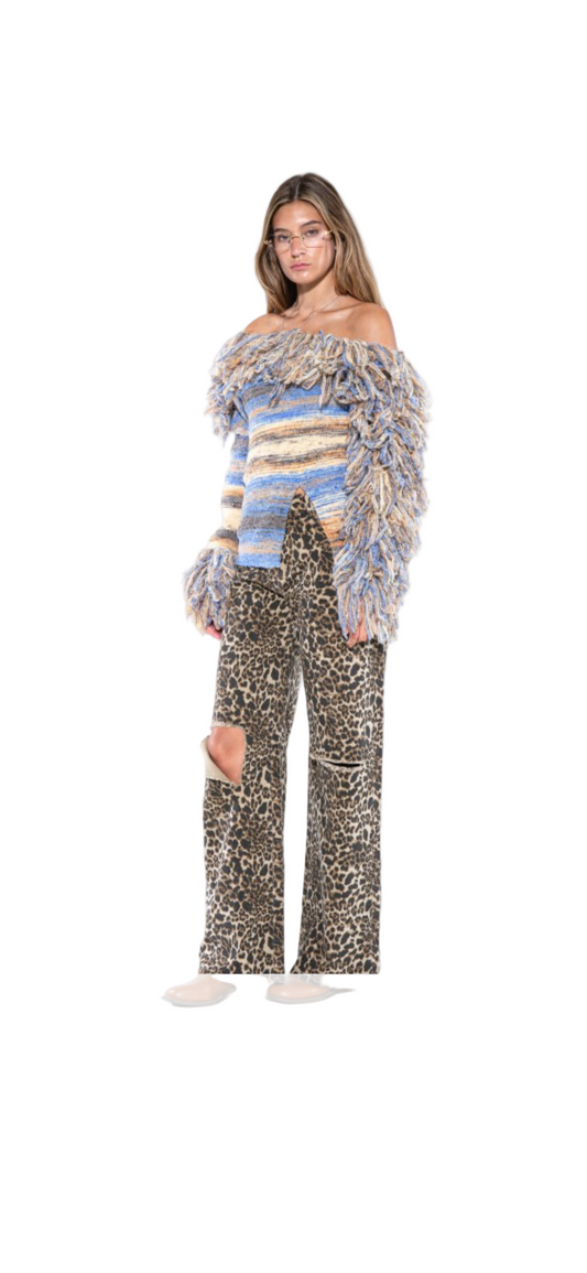 Horizontal fringe sweater