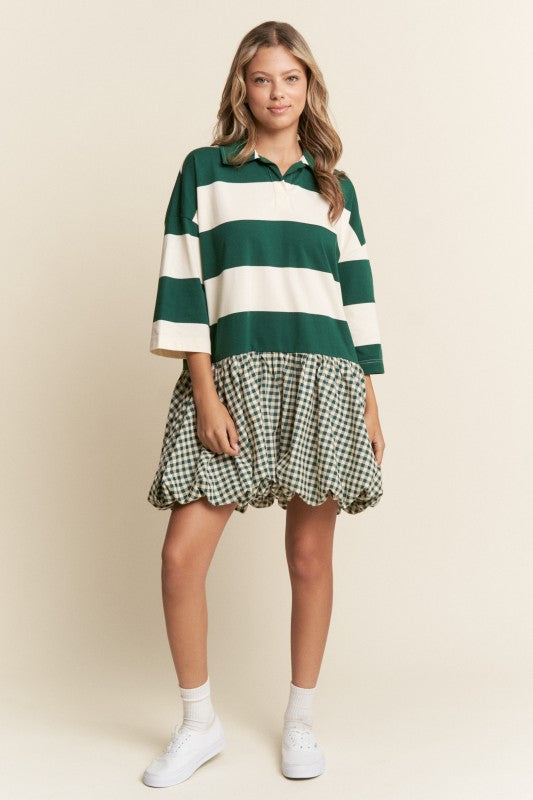 Oversized Mixed print rugby dress