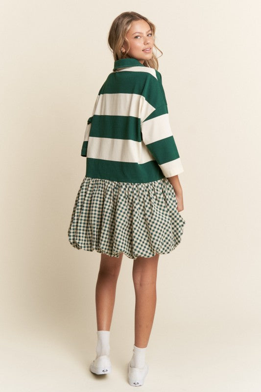 Oversized Mixed print rugby dress