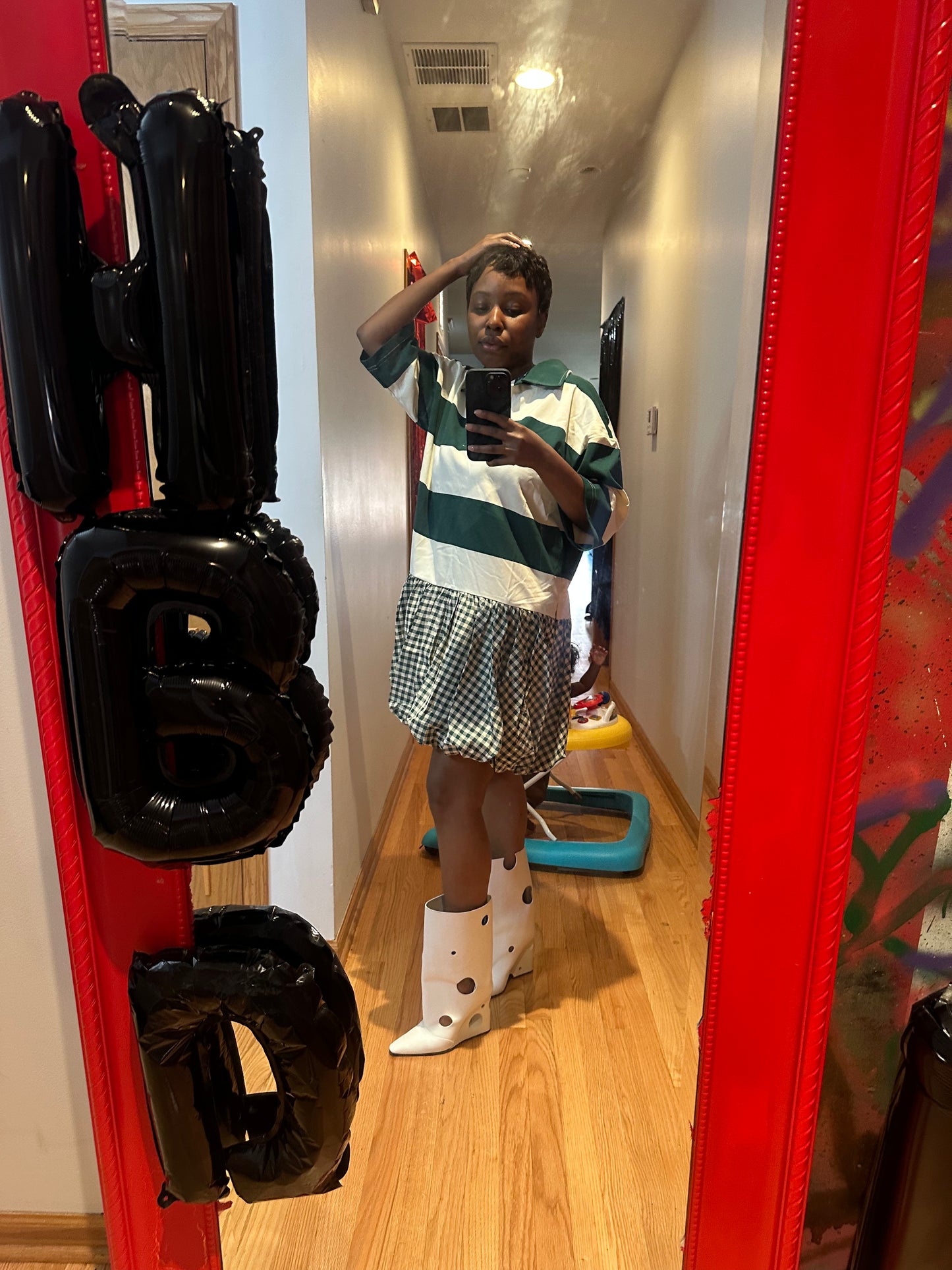 Oversized Mixed print rugby dress
