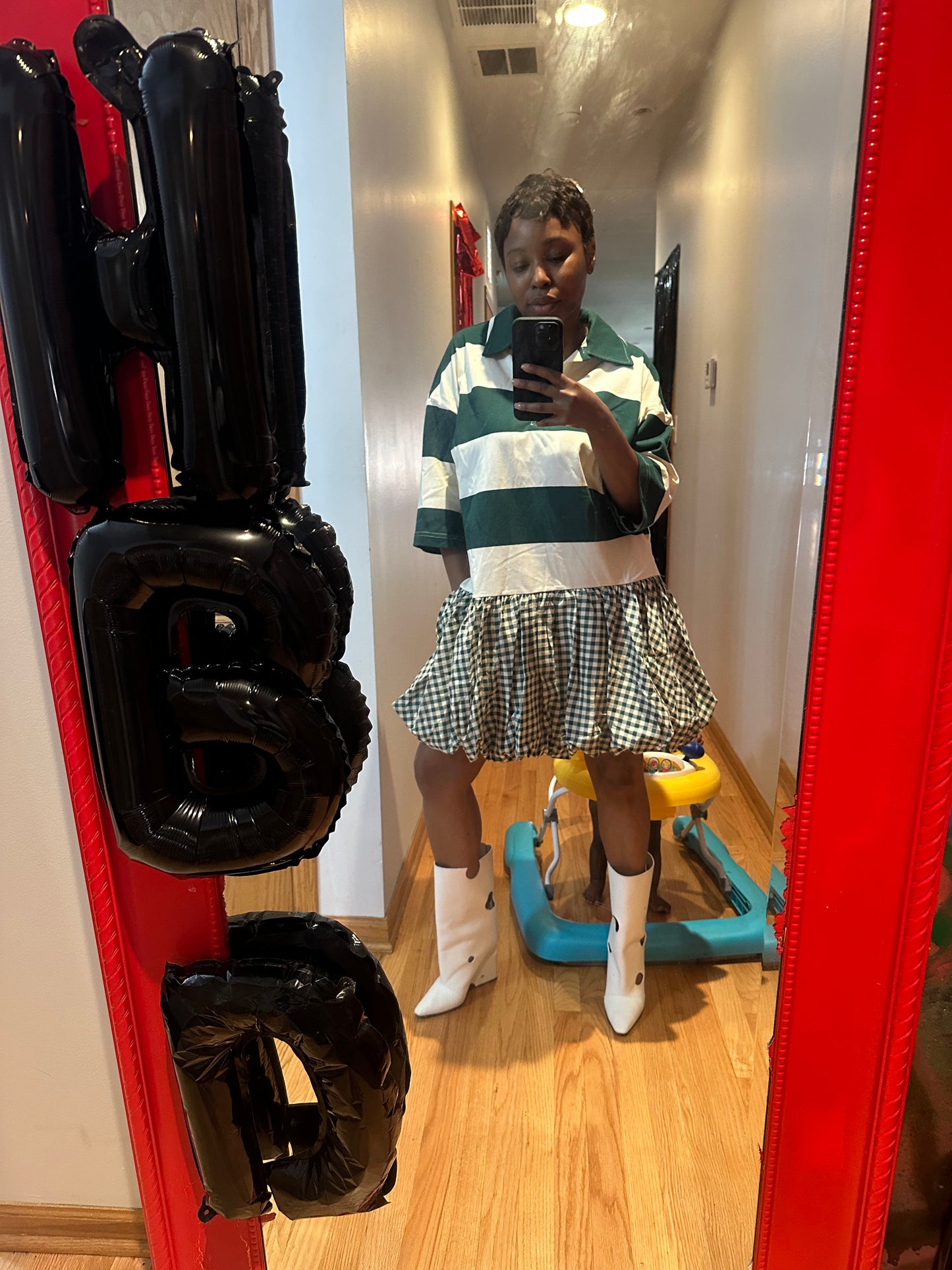 Oversized Mixed print rugby dress