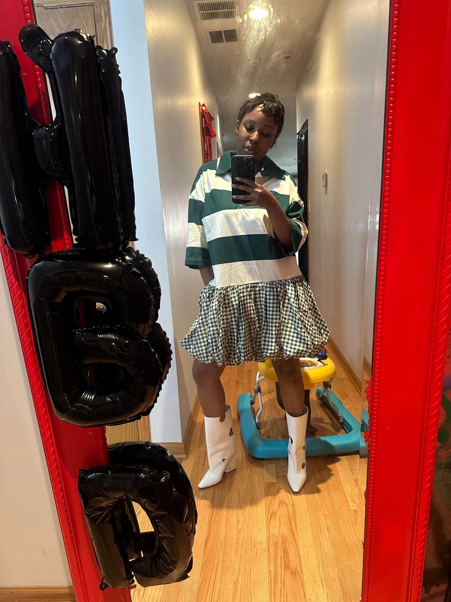 Oversized Mixed print rugby dress