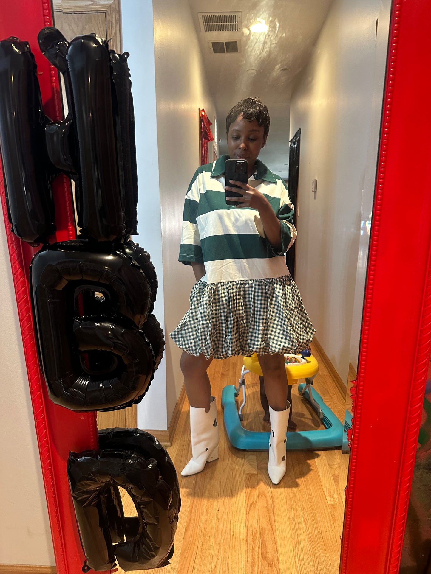 Oversized Mixed print rugby dress