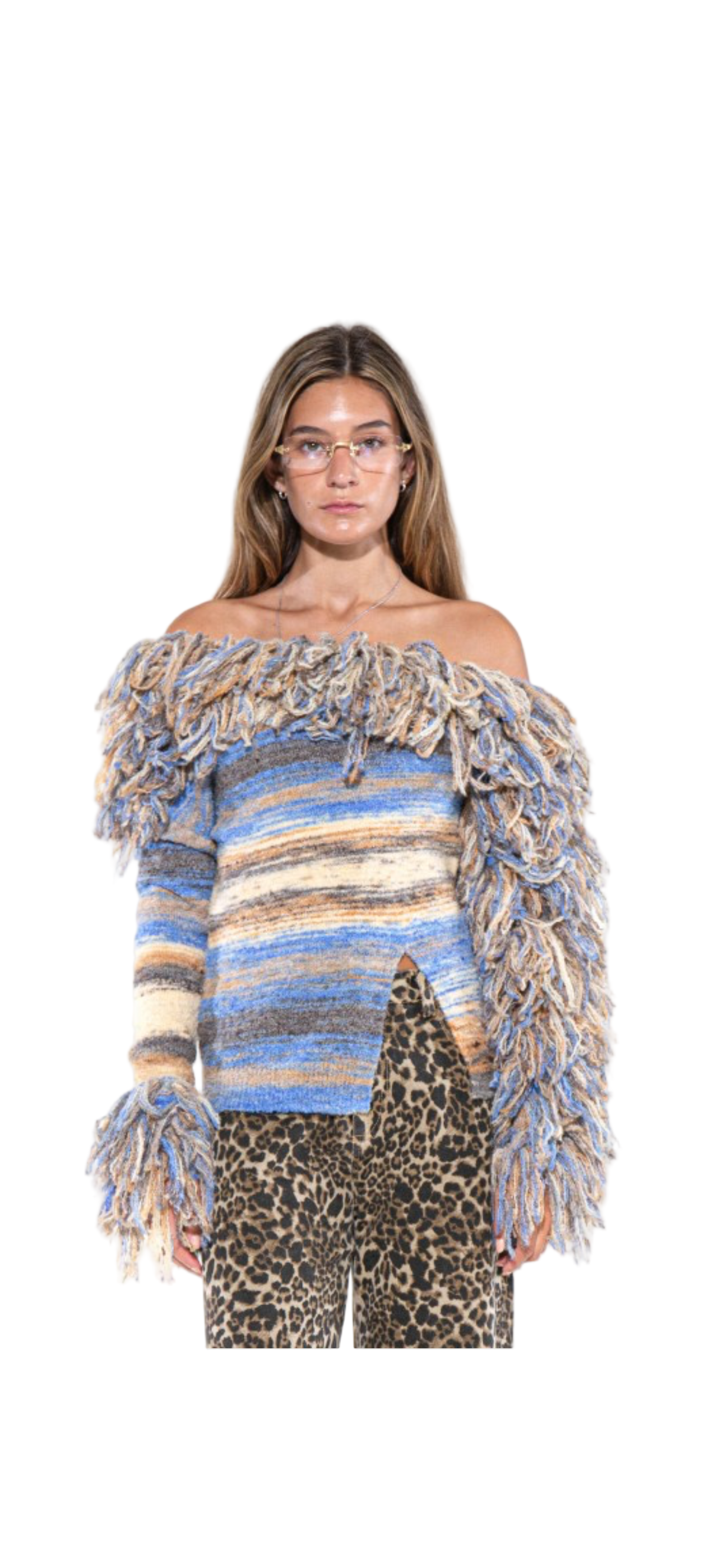 Horizontal fringe sweater