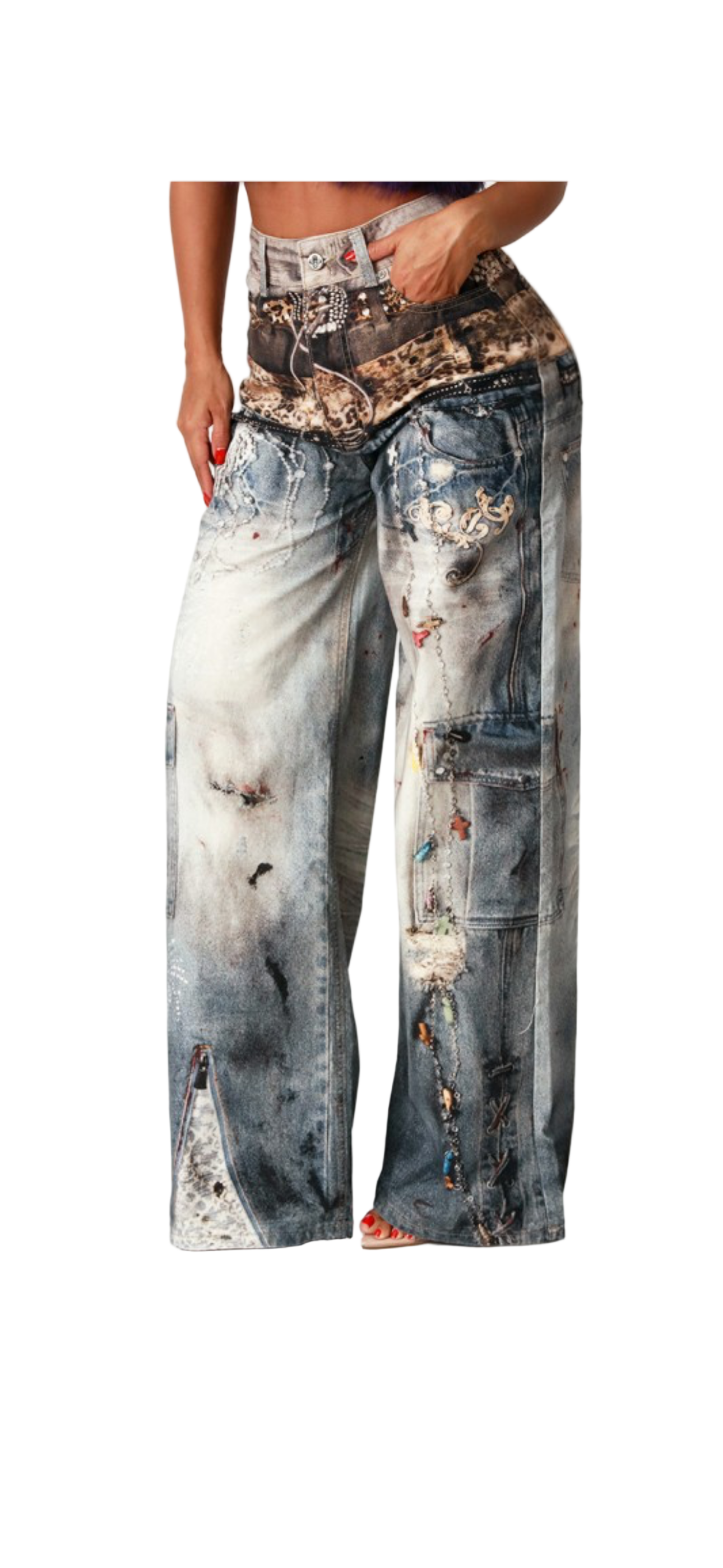 RC print cargo jeans