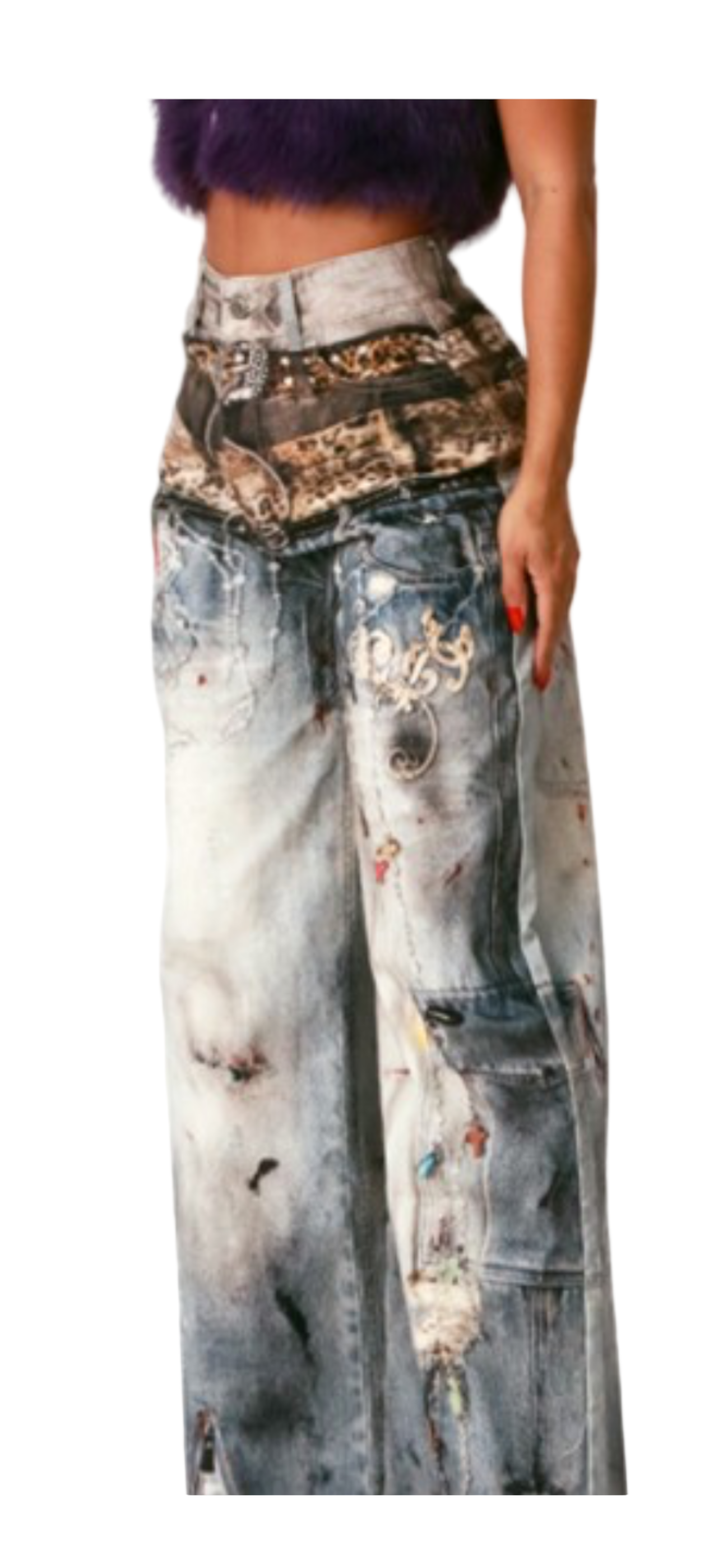 RC print cargo jeans